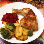 Mittagessen in Familienzentrum Poulet mit Gemuese